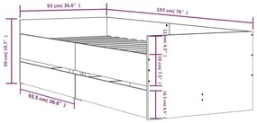 Πλαίσιο Κρεβατιού με Συρτάρια Μαύρο 90 x 190 εκ. - Μαύρο