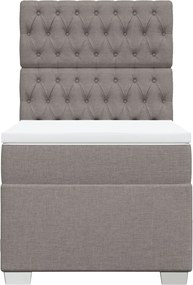 vidaXL Κρεβάτι Boxspring με Στρώμα Taupe 90x190 εκ.Υφασμάτινο