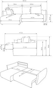 Γωνιακός καναπές Alino-Leuko - 257.00Χ177.00Χ88.00cm