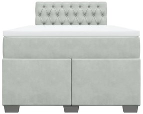 Κρεβάτι Boxspring με Στρώμα Ανοιχτό Γκρι 120x190 εκ. Βελούδινο - Γκρι