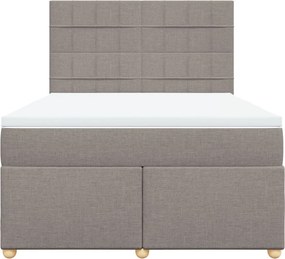 vidaXL Κρεβάτι Boxspring με Στρώμα Taupe 140x200 εκ. Υφασμάτινο