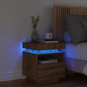 vidaXL Κομοδίνο με φώτα LED Artisan Oak 40x39x48,5 cm