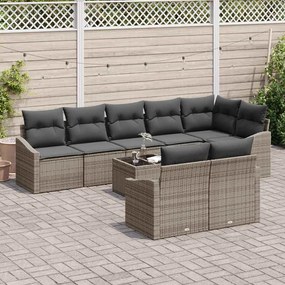 vidaXL Σετ Καναπέ Κήπου 9 pcs Γκρι Πολυ ράταν