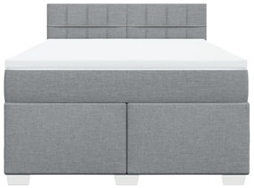 vidaXL Κρεβάτι Boxspring με Στρώμα Ανοιχτό Γκρι 140x200 εκ. Υφασμάτινο