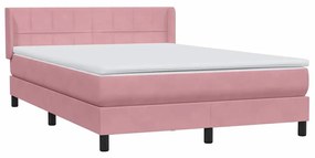 vidaXL Κρεβάτι Boxspring με Στρώμα Ροζ 140x210 εκ. Βελούδινο