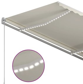 Τέντα Συρόμενη Χειροκίνητη με LED Κρεμ 350 x 250 εκ. - Κρεμ