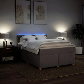 Κρεβάτι Boxspring με Στρώμα Taupe 160x200 εκ. Υφασμάτινο - Μπεζ-Γκρι