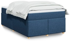 vidaXL Κρεβάτι Boxspring με Στρώμα Μπλε 120x190 εκ. Υφασμάτινο