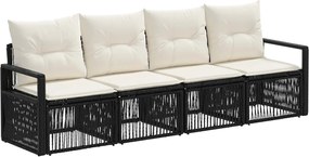 vidaXL Σετ Καναπέ Κήπου 4 pcs Μαύρο συνθετικό ρατάν