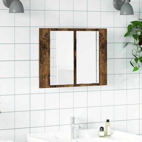 vidaXL Έπιπλο Καθρέφτη με LED Καπνιστή Δρυς 60x12x45 εκ. Επεξ. Ξύλο