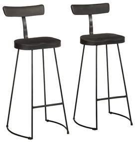 Bar Stools 2 τεμάχια Μαύρο 49x43x103 cm Στερεό ξύλο Mango 4013515