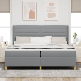 vidaXL κρεβάτι Box Spring  με στρώμα και LED Γκρι 200x200 εκ Υφασμάτινο
