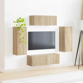 vidaXL Σετ επίπλου τηλεόρασης 4 pcs Δρύς Sonoma Επεξεργασμένο ξύλο