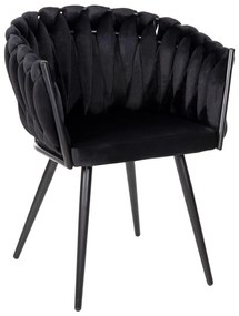 CHAIR LUANDA  BLACK VELVET-BLACK METALLIC LEGS 62x54x79Hcm.