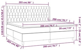 ΚΡΕΒΑΤΙ BOXSPRING ΜΕ ΣΤΡΩΜΑ &amp; LED ΣΚ.ΓΚΡΙ 200X200ΕΚ. ΥΦΑΣΜΑΤΙΝΟ 3138582