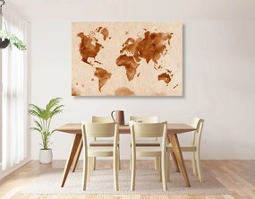 Εικόνα στον παγκόσμιο χάρτη φελλού σε ρετρό σχέδιο - 90x60  wooden