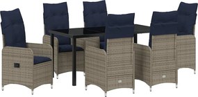 vidaXL Σέτ φαγητού για κήπο 7 pcs Μαύρο συνθετικό ρατάν