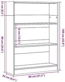 Βιβλιοθήκη Μαύρο 80x24x109 εκ. από Επεξεργασμένο Ξύλο - Μαύρο