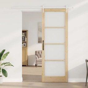 vidaXL Ολισθητή Πόρτα Χειροκίνητος Καφέ 83 x 232 εκ. Ξύλο και μέταλλο