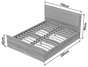 Κρεβάτι διπλό Vita Plus pakoworld σε sonoma απόχρωση 160x200εκ