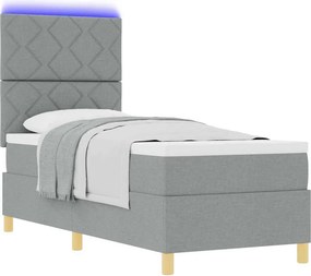 vidaXL LED Κρεβάτι με βάθρο Ανοιχτό γκρι 80 x 200 cm ύφασμα