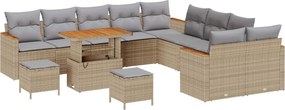 vidaXL Σετ Καναπέ Κήπου 13 pcs Μπεζ συνθετικό ρατάν