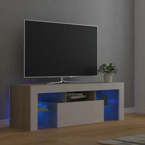 vidaXL Έπιπλο Τηλεόρασης με LED Λευκό/Sonoma Δρυς 120x35x40 εκ.