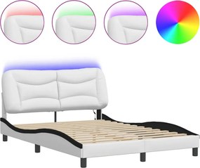vidaXL Πλαίσιο κρεβατιού με LED χωρίς στρώμα Hvar Λευκό/Μαύρο 140x200εκ.