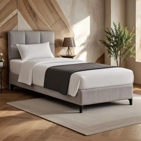Επενδυμένο Κρεβάτι Melei Μονό σε Γκρι 90x200εκ. 92x200x125 εκ.