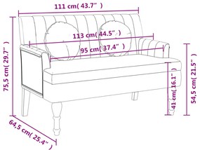 Παγκάκι Σκούρο Καφέ 113x64,5x75,5 εκ. Υφασμάτινο με Μαξιλάρια - Καφέ