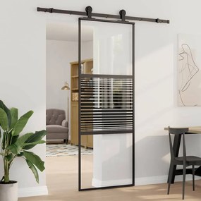 vidaXL Συρόμενη Πόρτα Μαύρο 76 x 205 cm Tempered γυαλί, Αλουμίνιο