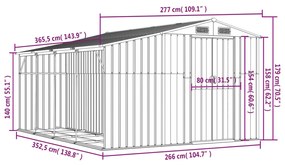 Αποθήκη Κήπου Καφέ 277x365,5x179 εκ. από Γαλβανισμένο Ατσάλι - Καφέ