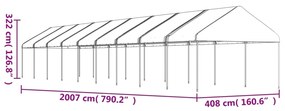 vidaXL Κιόσκι με Τέντα Λευκό 20,07 x 4,08 x 3,22 μ. από Πολυαιθυλένιο