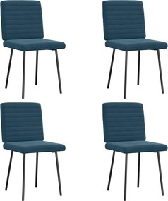 vidaXL Καρέκλες Τραπεζαρίας 4 τεμ. Μπλε Βελούδινες