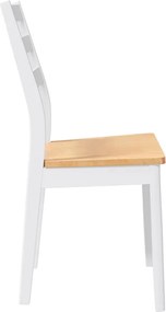vidaXL Καρέκλες τραπεζαρίας 2 τεμάχια Λευκό μασίφ ξύλο καουτσούκ