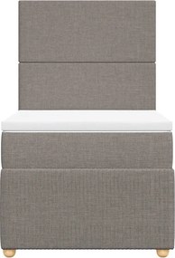 vidaXL Κρεβάτι Boxspring με Στρώμα Taupe 100 x 200 εκ. Υφασμάτινο