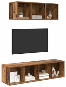 vidaXL Σετ Τηλεοπτικού Κάδου 2 pcs Παλαιό ξύλο 37 x 37 x 142.5 εκ