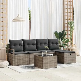 vidaXL Σετ Καναπέ Κήπου 6 pcs Γκρι 230 x 117 x 85 εκ. Πολυ ράταν