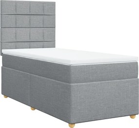 vidaXL Κρεβάτι Boxspring με Στρώμα Ανοιχτό Γκρι 80x200 εκ. Υφασμάτινο