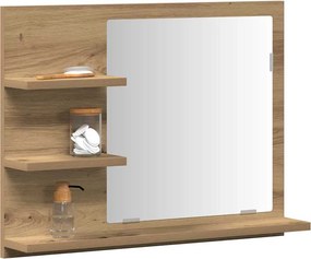 vidaXL Ντουλάπι καθρέφτη μπάνιου Βελανιδιά τεχνίτη 60x10,5x45 cm