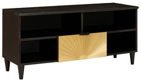 vidaXL Ντουλάπι TV Μαύρο και Χρυσό 100 x 33 x 46 εκ Μασίφ ξύλο μάνγκο