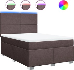 vidaXL Κρεβάτι Boxspring με Στρώμα Σκούρο Καφέ 160x200 εκ Υφασμάτινο