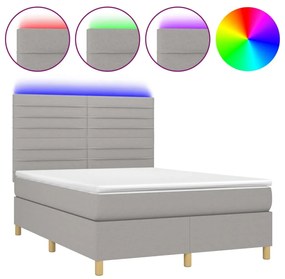 ΚΡΕΒΑΤΙ BOXSPRING ΜΕ ΣΤΡΩΜΑ &amp; LED ΑΝ.ΓΚΡΙ 140X190ΕΚ. ΥΦΑΣΜΑΤΙΝΟ 3135509