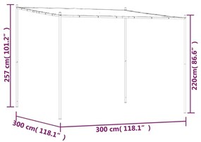 Κιόσκι Μπεζ 3x3 μ. 180 γρ/μ² από Ύφασμα και Ατσάλι - Μπεζ