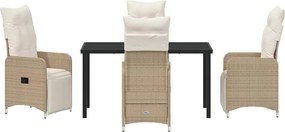 vidaXL Σέτ φαγητού για κήπο 5 pcs Μπεζ συνθετικό ρατάν