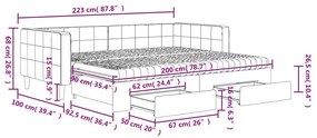 Καναπές Κρεβάτι Συρόμενος Μαύρος 90x200 εκ. Βελούδο &amp; Συρτάρια - Μαύρο