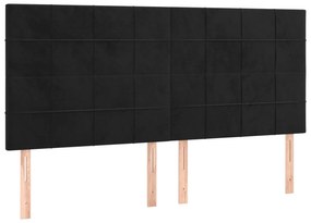 vidaXL Κρεβάτι Boxspring με Στρώμα &amp; LED Μαύρο 180x200 εκ. Βελούδινο