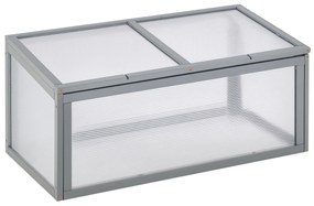 Outsunny Θερμοκήπιο από Ξύλο και Πολυκαρβονικό 90 x 46 x 40 cm Θερμοκήπιο με Κάλυμμα Ανθεκτικό στις Καιρικές Συνθήκες Θερμοκήπιο για Φυτά Κήπου Γκρι