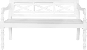 vidaXL Παγκάκι Batavia Λευκό 123 εκ. από Μασίφ Μαόνι
