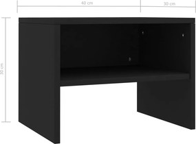 vidaXL Κομοδίνα 2 τεμ. Μαύρα 40 x 30 x 30 εκ. από Επεξ. Ξύλο